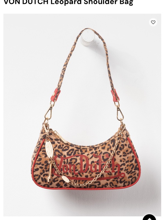 Von Dutch Handbags - Von Dutch Leopard Print Shoulder Bag with Red Trim